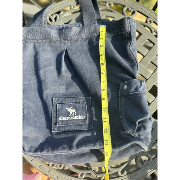 Vintage Y2K Abercrombie Navy Canvas Tote Bag 2000s Logo Shoulder Bag A&F - Picture 6 of 7